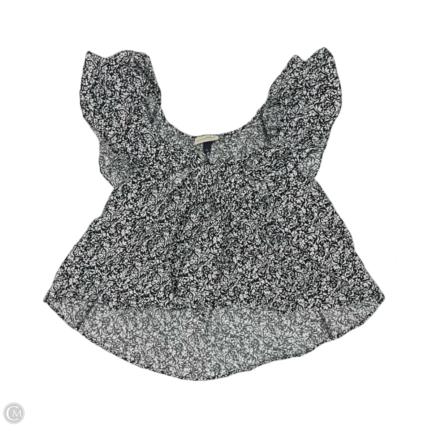 Blouse Short Sleeve By Universal Thread In Black & White, Size: L