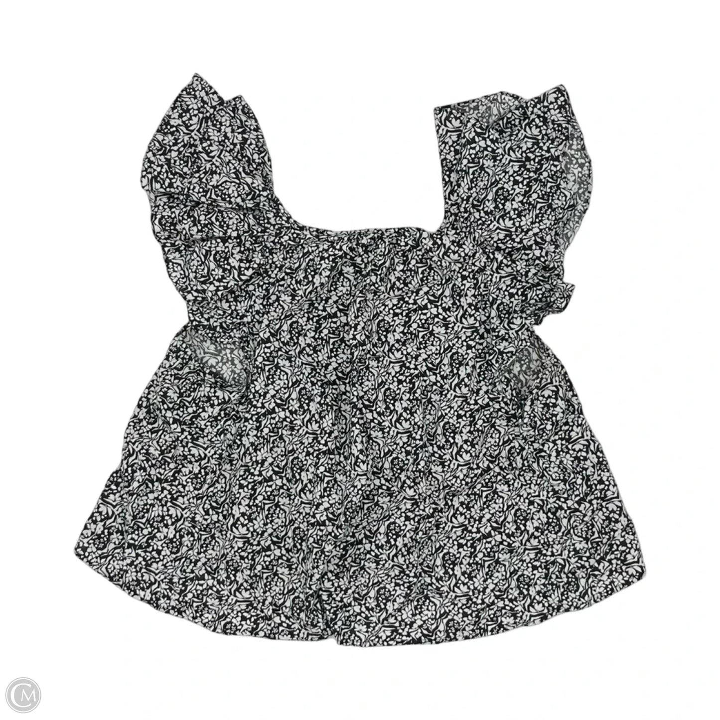 Blouse Short Sleeve By Universal Thread In Black & White, Size: L