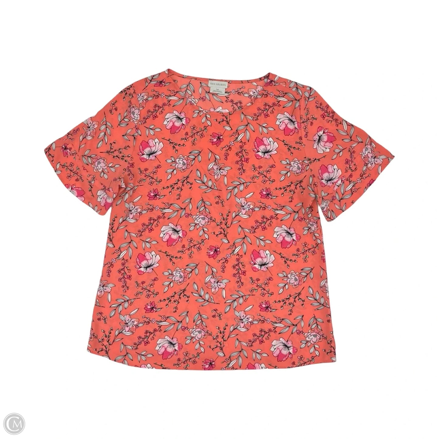 Blouse Short Sleeve By Van Heusen In Pink, Size: M