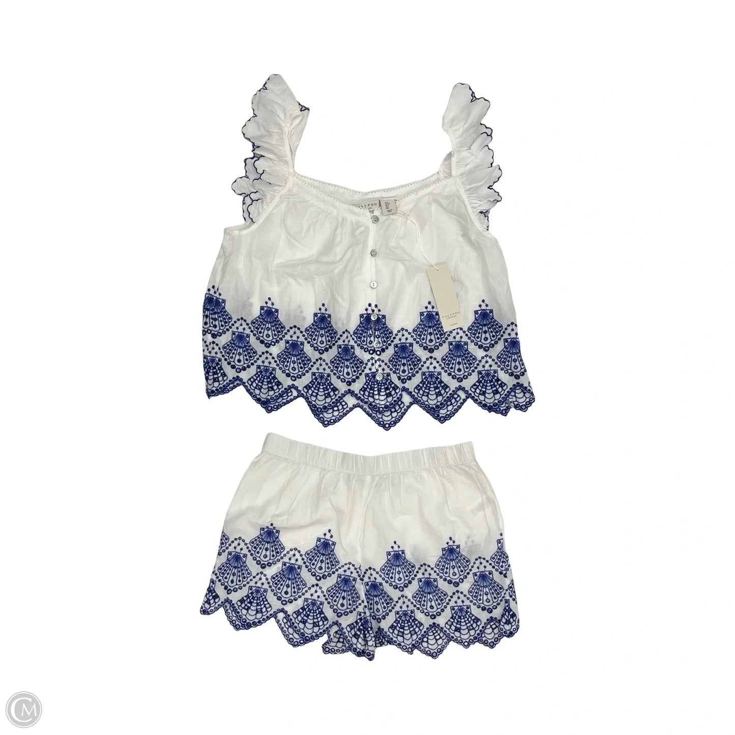 Pajamas 2pc By Calypso St Barth In Blue & White, Size: S