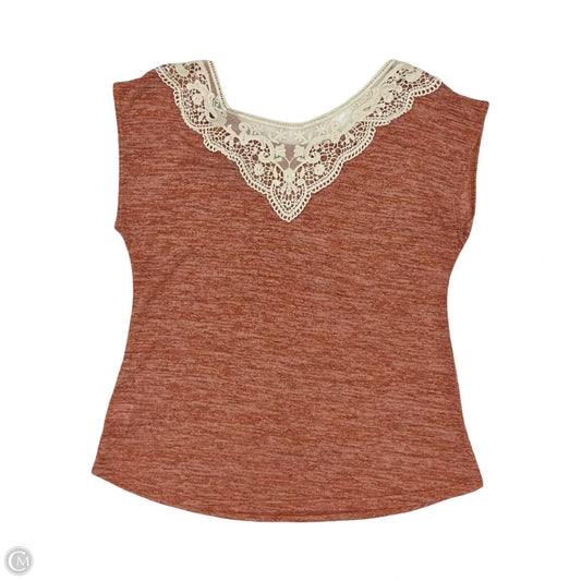 Top Sleeveless By Notations In Cream & Orange, Size: S