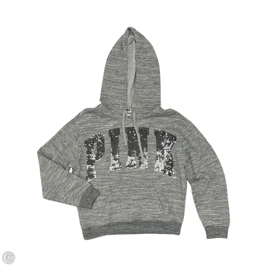 Sweatshirt Hoodie By Pink In Grey, Size: S
