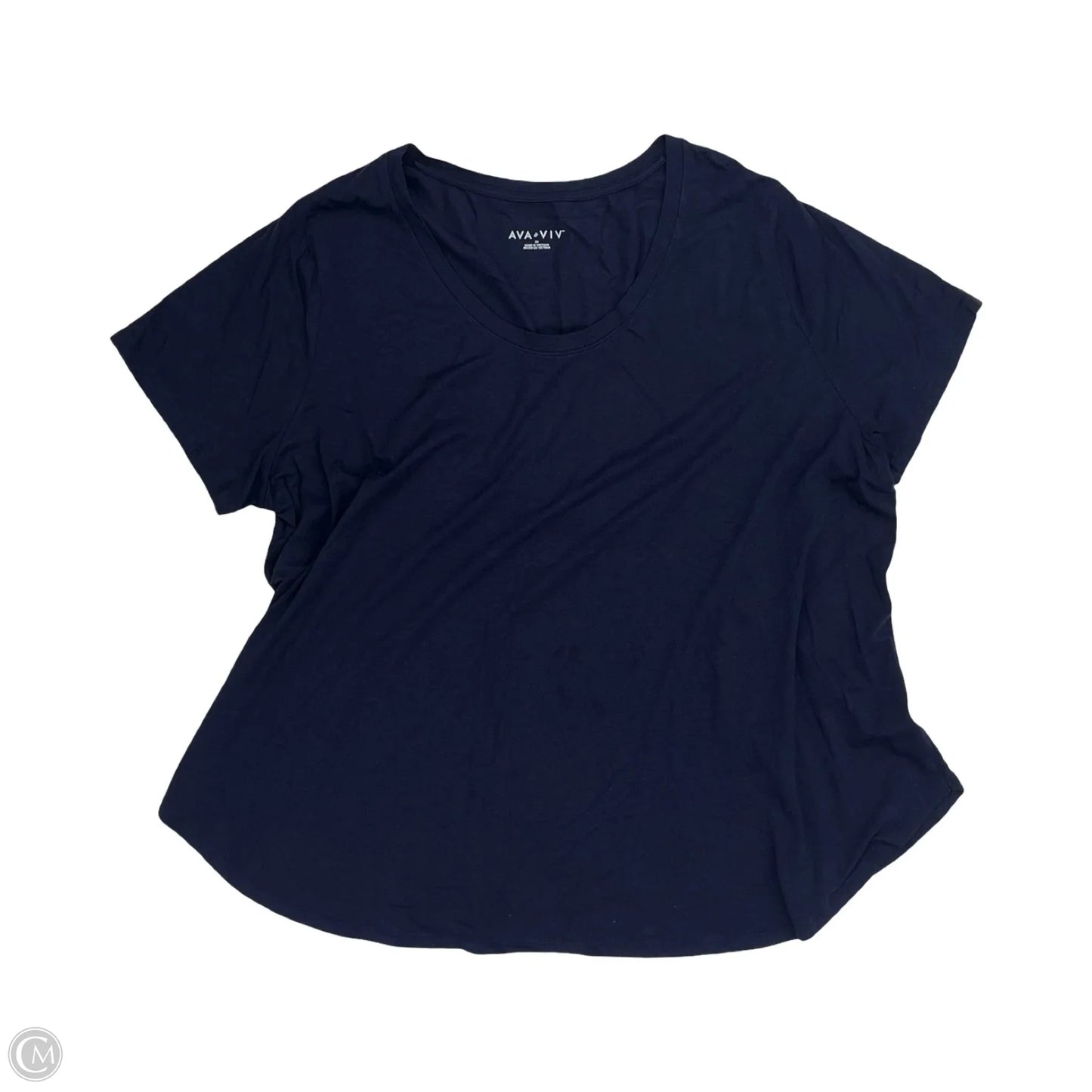 Top Short Sleeve Basic By Ava & Viv In Blue, Size: 3x