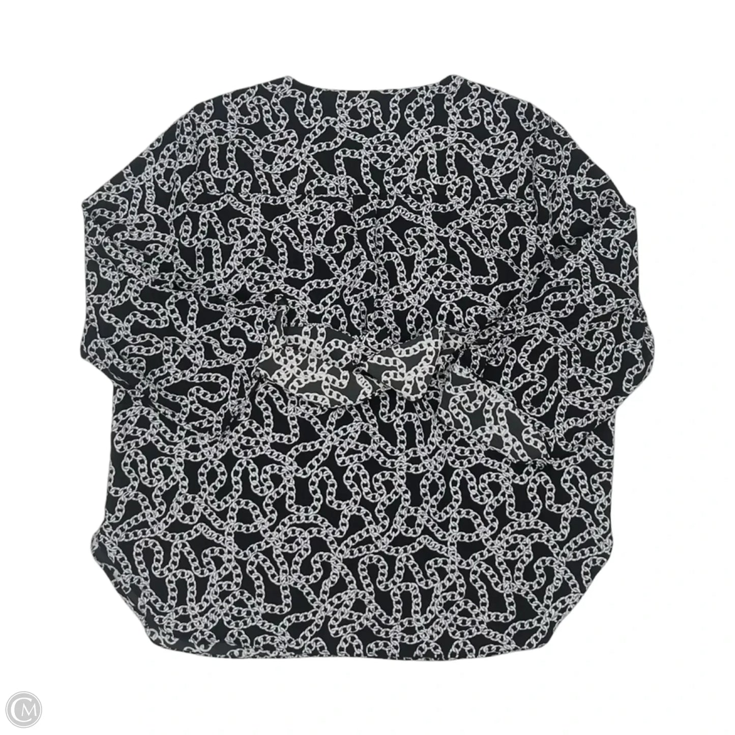 Blouse Designer By Michael Kors In Black & Grey, Size: L
