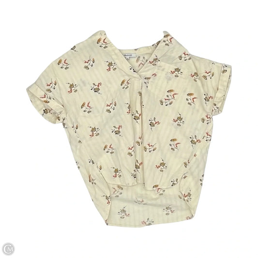 Blouse Short Sleeve By Madewell In Cream & Green, Size: Xs