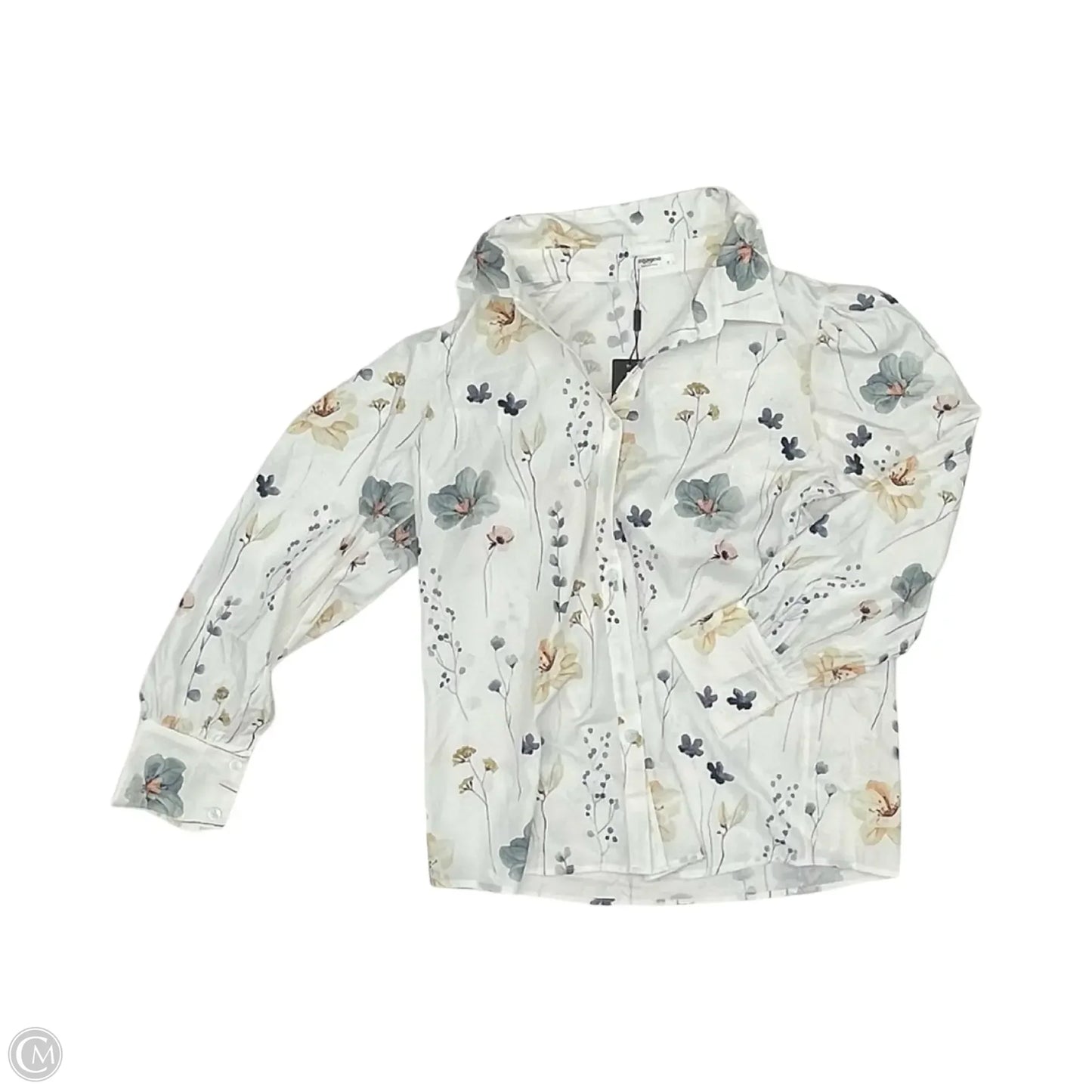 Blouse Long Sleeve By Zeagoo In Green & White, Size: M