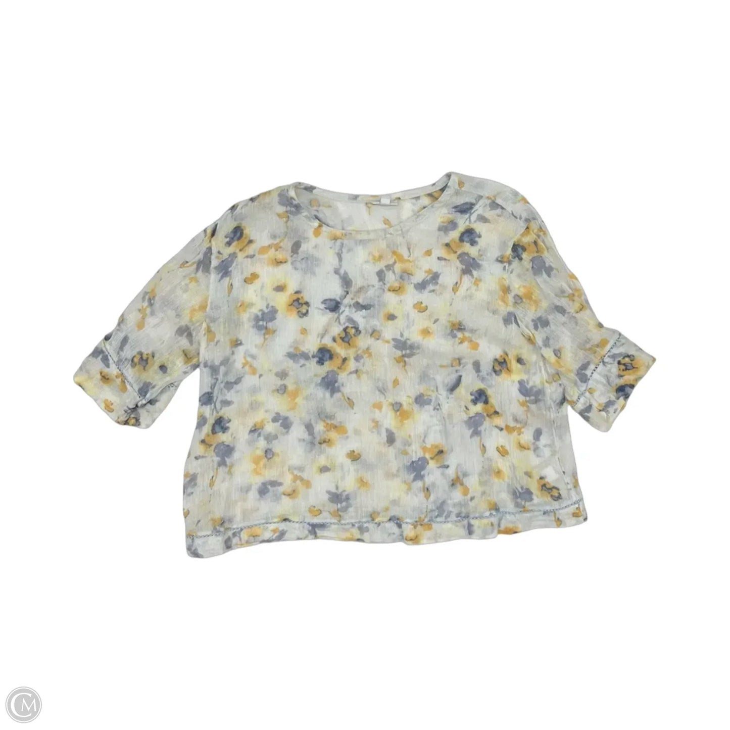 Blouse Short Sleeve By Pure Jill In White & Yellow, Size: Xlp