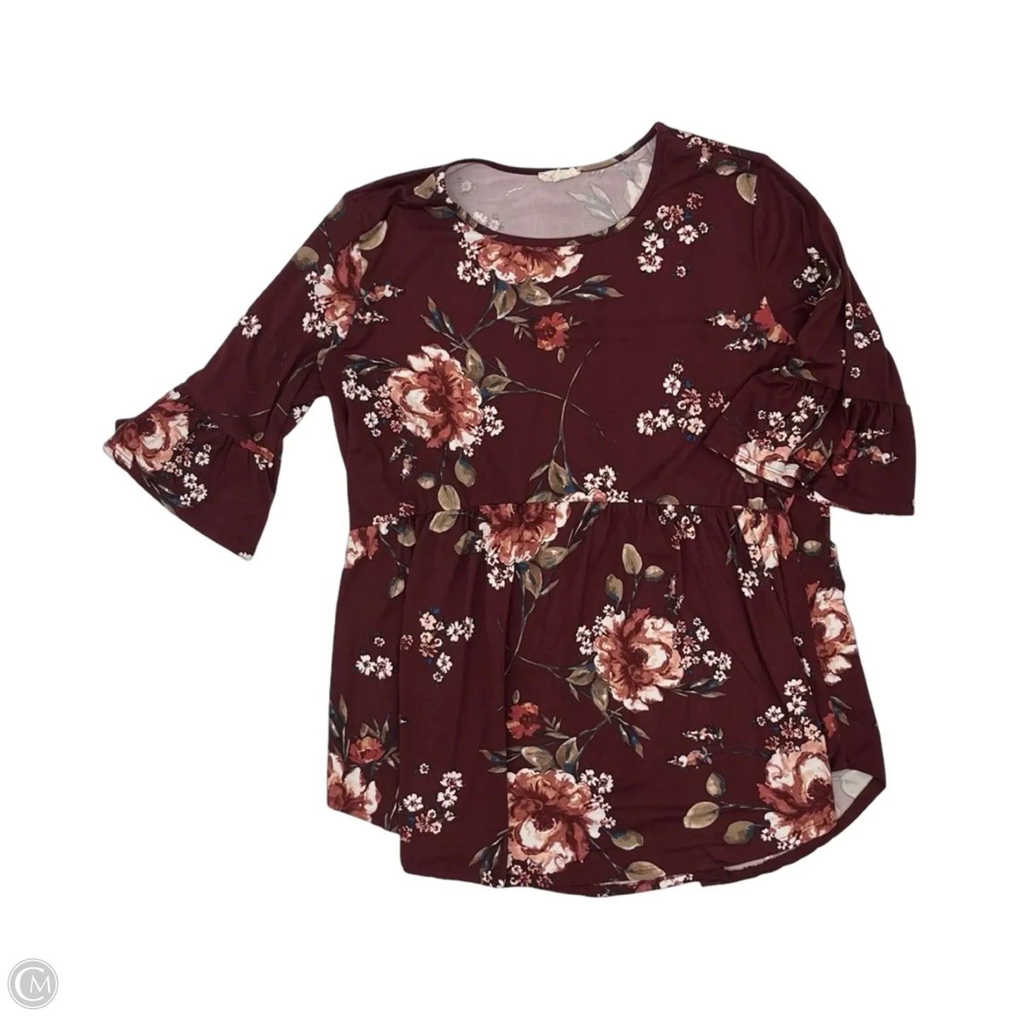 Blouse Short Sleeve By Sweet Lovely In Maroon, Size: 2x