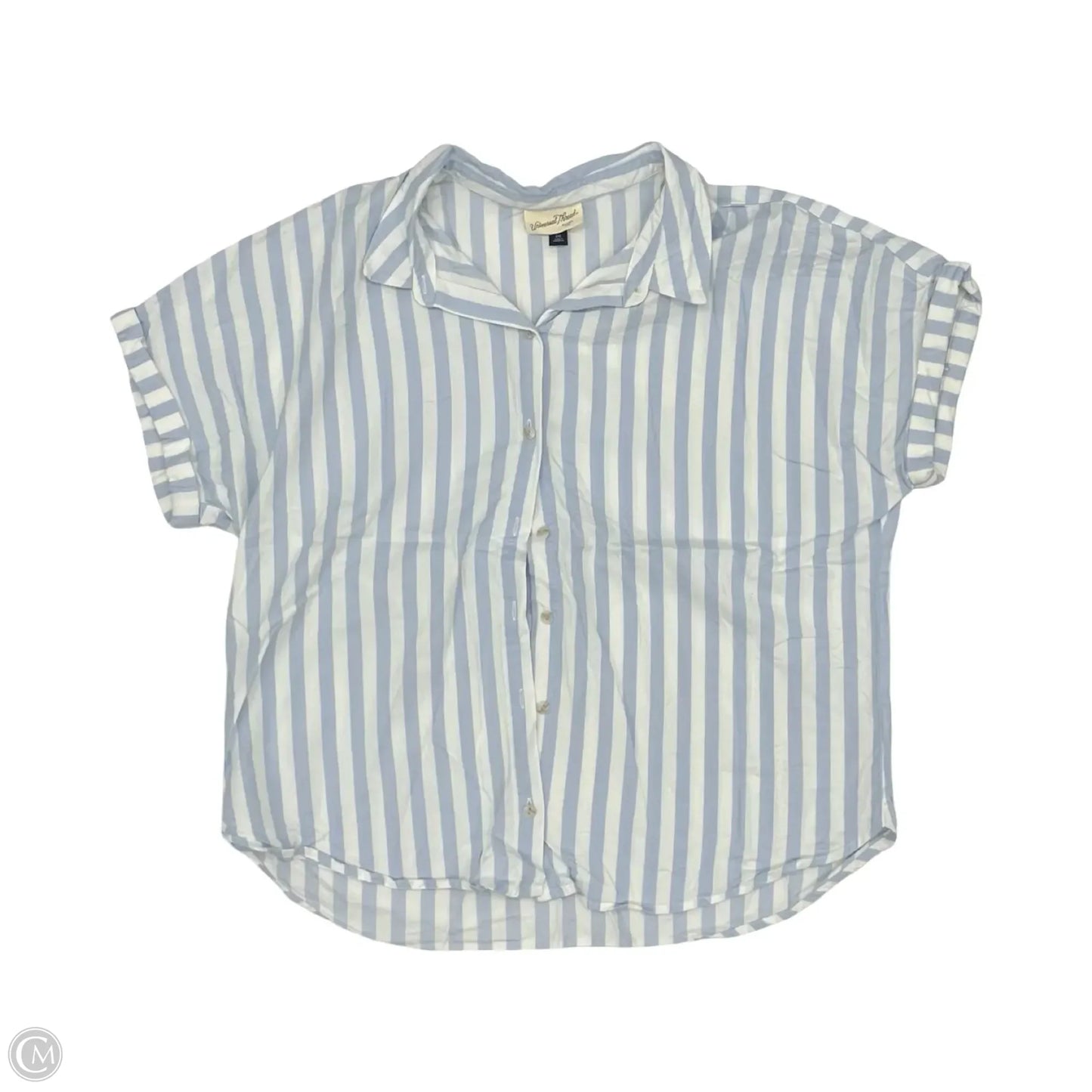 Blouse Short Sleeve By Universal Thread In Blue & White, Size: Xxl