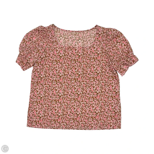 Blouse Short Sleeve By Shein In Brown & Pink, Size: Xl