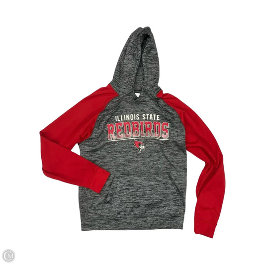Athletic Sweatshirt Hoodie By Clothes Mentor In Grey & Red, Size: M
