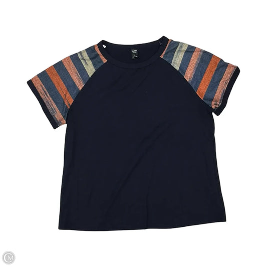 Top Short Sleeve By Emery Rose In Navy, Size: L