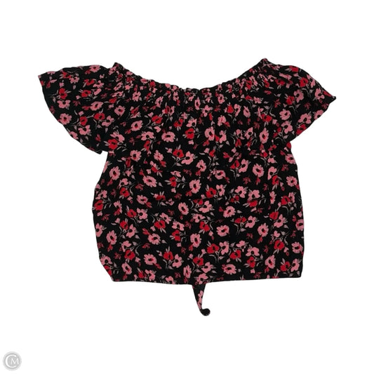 Blouse Short Sleeve By Express In Black & Pink, Size: S