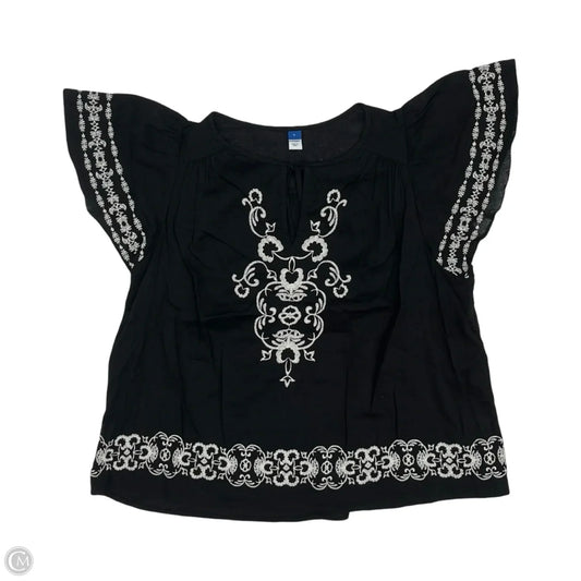 Blouse Short Sleeve By Old Navy In Black & White, Size: L