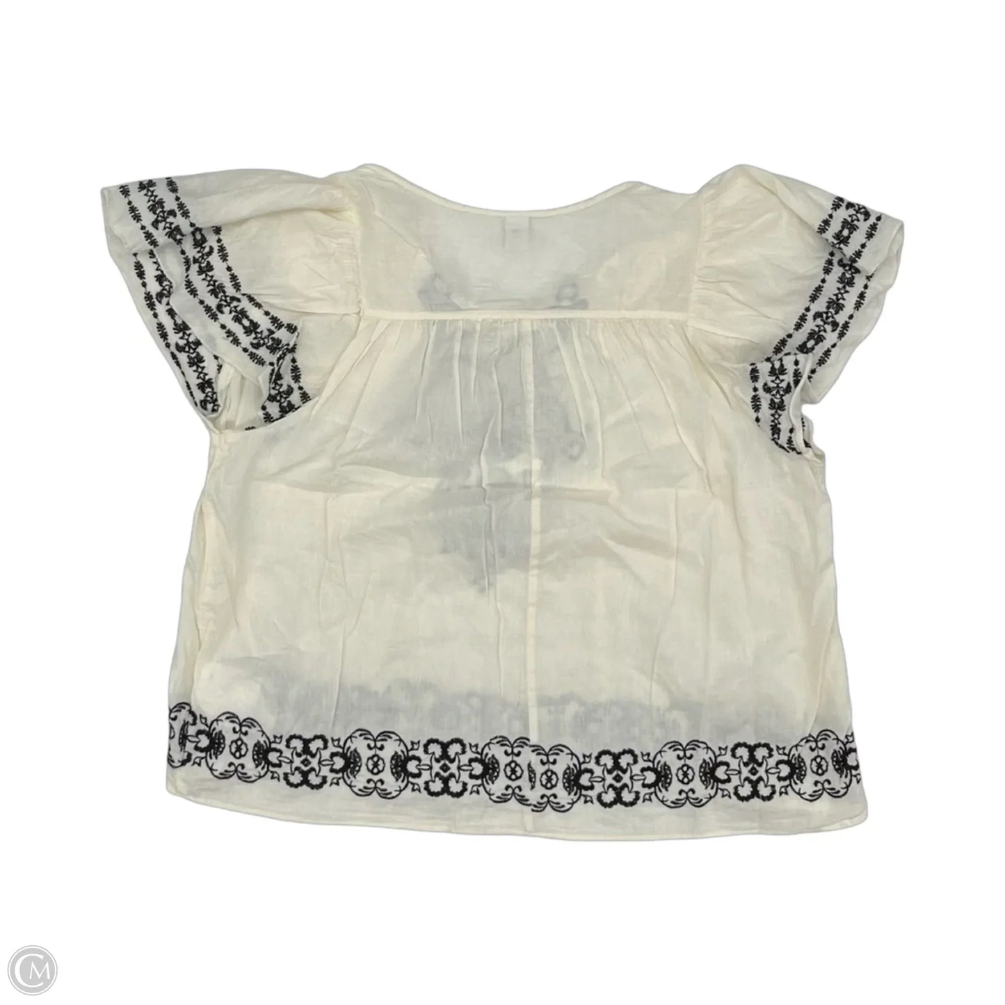 Blouse Short Sleeve By Old Navy In Black & Cream, Size: L