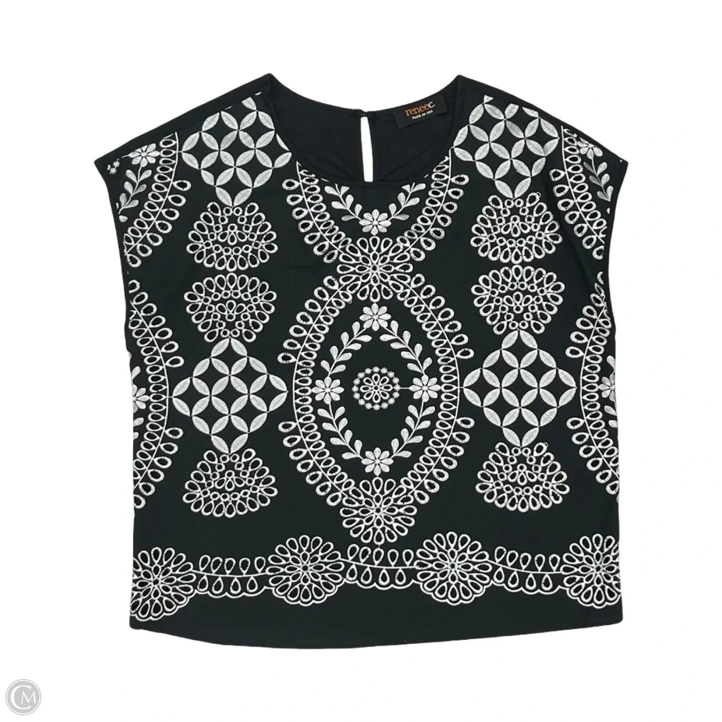 Blouse Sleeveless By Renee C In Black & Silver, Size: M