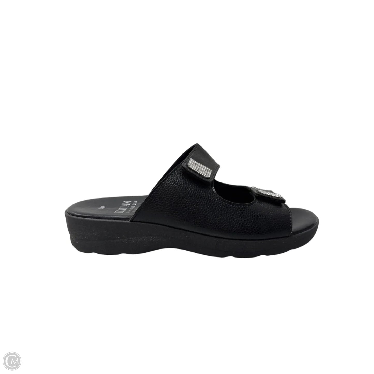 Sandals Heels Wedge By Italian Shoemakers In Black, Size: 9