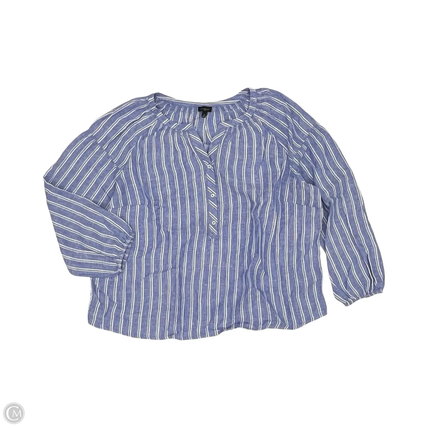 Blouse Long Sleeve By Talbots In Blue & White, Size: 2x