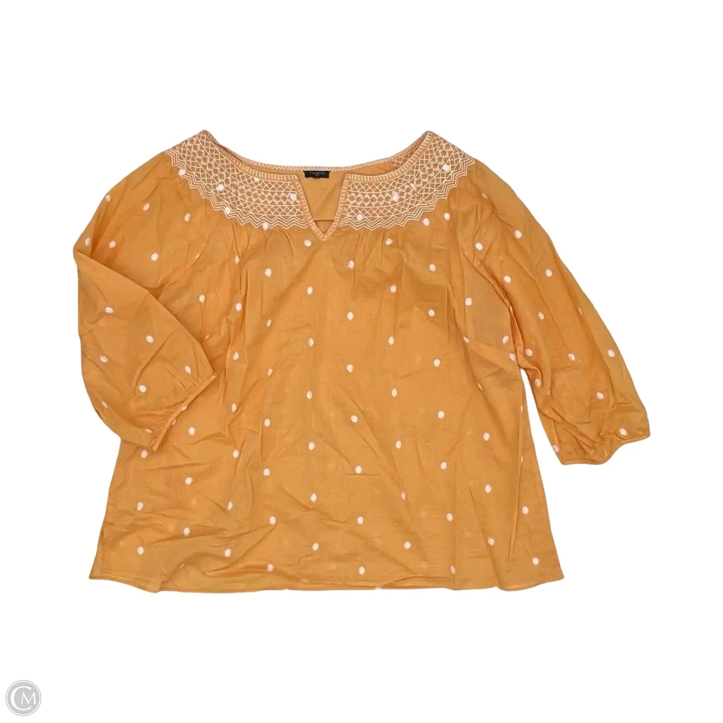 Blouse Long Sleeve By Talbots In Orange & White, Size: 2x