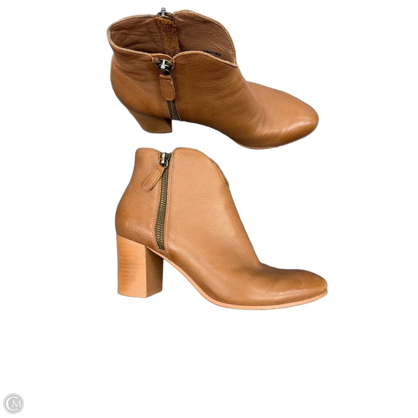 Boots Ankle Heels By Clothes Mentor In Tan, Size: 6.5