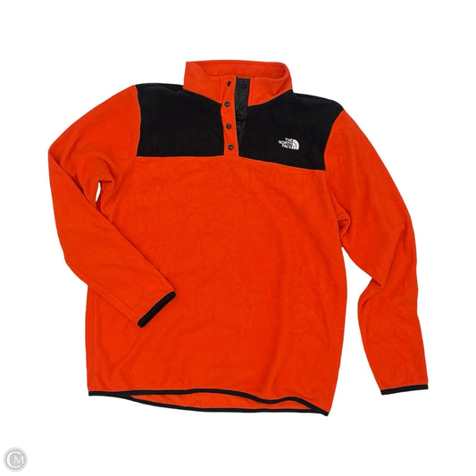 Athletic Top Long Sleeve Collar By The North Face In Black & Orange, Size: L