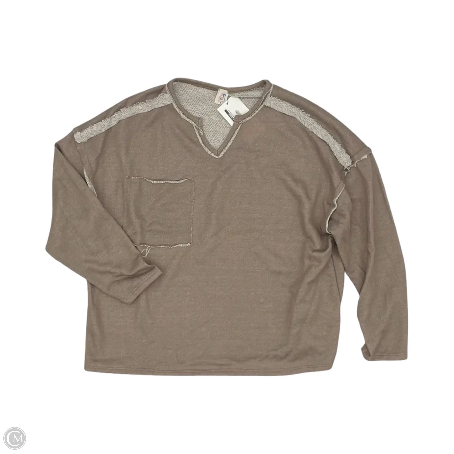 Top Long Sleeve By Like Love In Tan, Size: S
