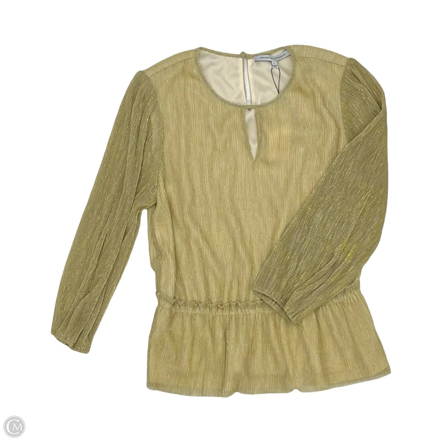 Blouse Long Sleeve By Collective Concepts In Gold, Size: L