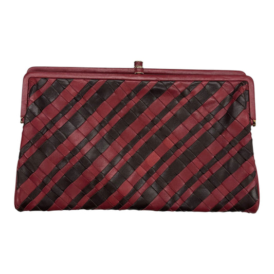 Clutch Luxury Designer By Bottega Veneta In Black & Red, Size:Medium
