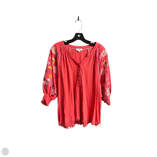 Top 3/4 Sleeve By Umgee In Coral, Size: S