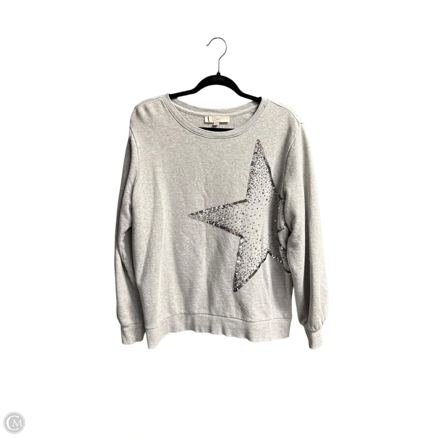 Top Long Sleeve By Loft In Grey, Size: L