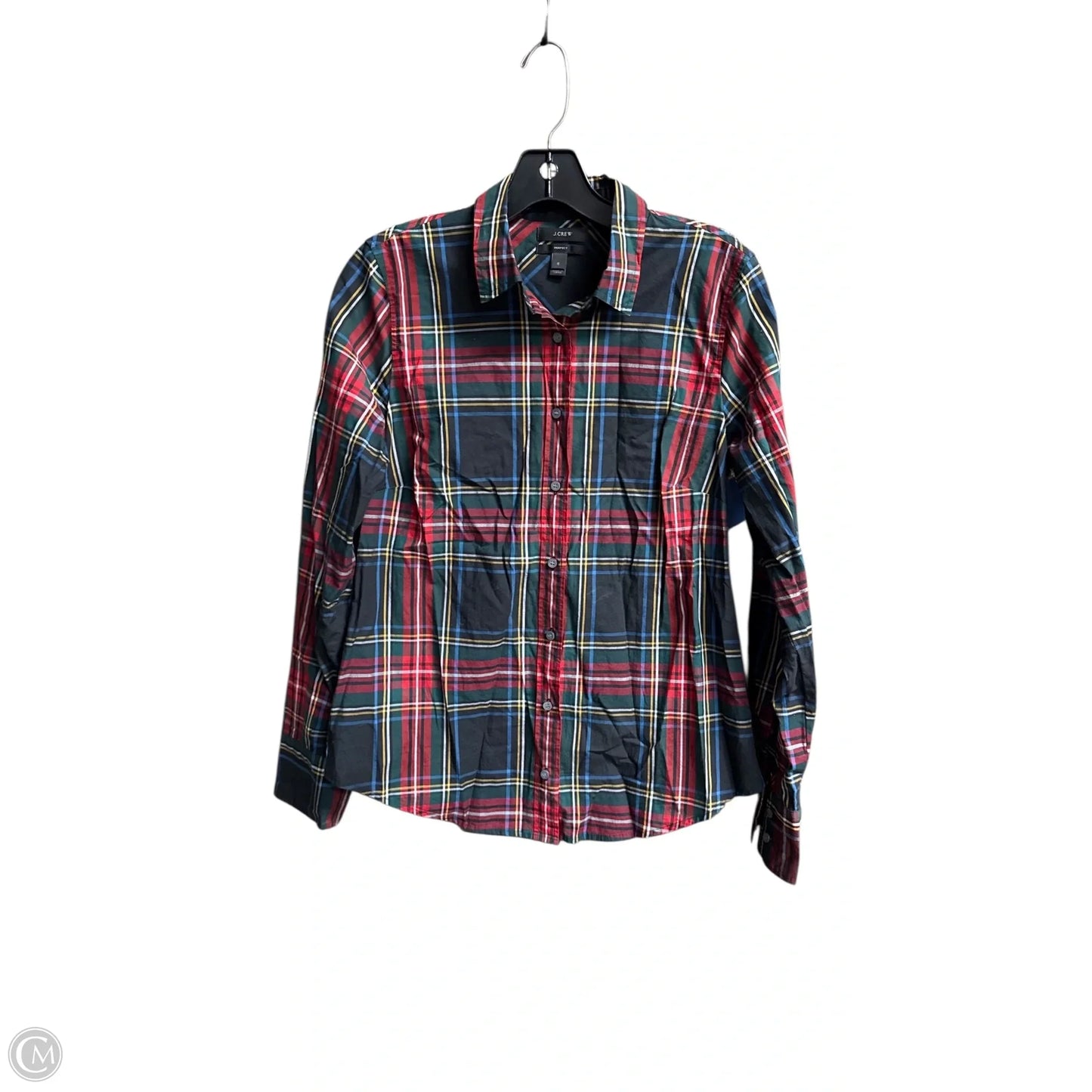 Blouse Long Sleeve By J. Crew In Plaid Pattern, Size: S