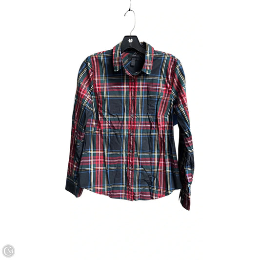 Blouse Long Sleeve By J. Crew In Plaid Pattern, Size: S