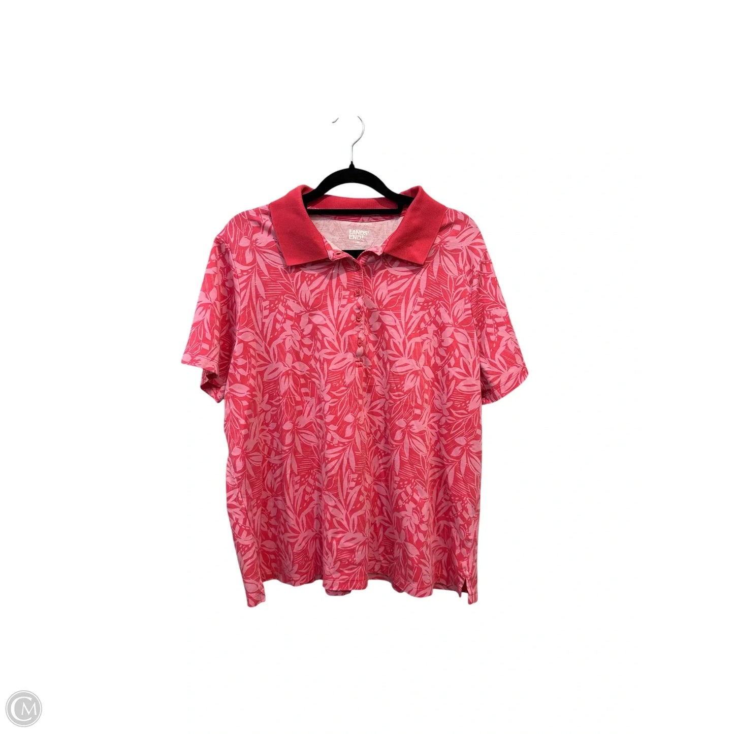 Blouse Short Sleeve By Lands End In Tropical Print, Size: Xl