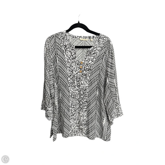 Top 3/4 Sleeve By Soft Surroundings In Black & White, Size: Xl