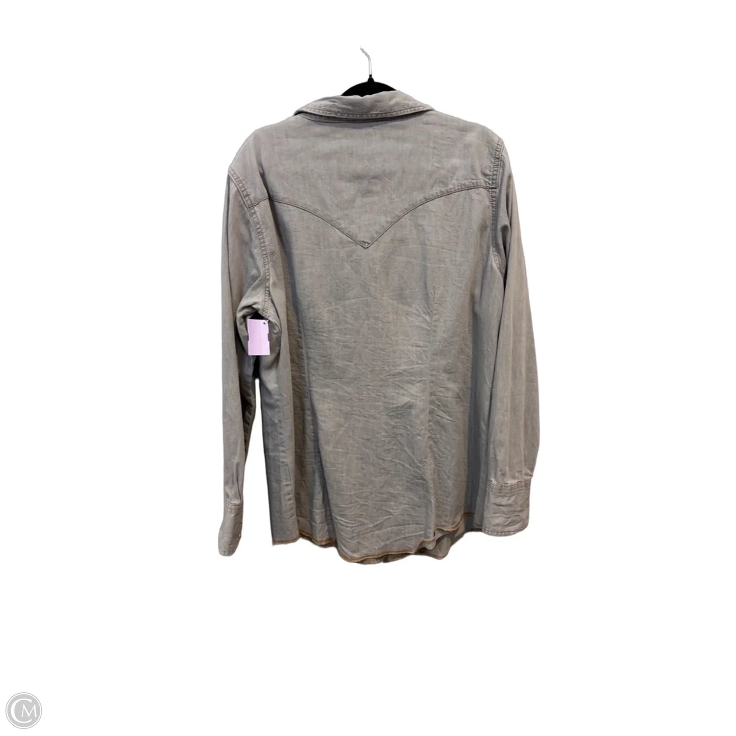 Blouse Long Sleeve By Wrangler In Grey Denim, Size: Xl