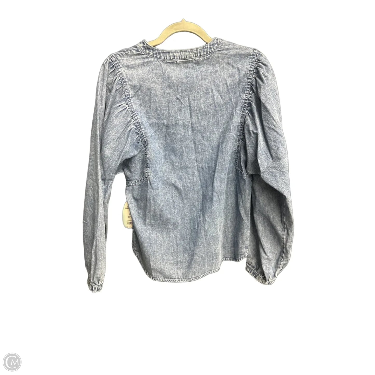 Blouse 3/4 Sleeve By Scoop In Blue Denim, Size: Xs