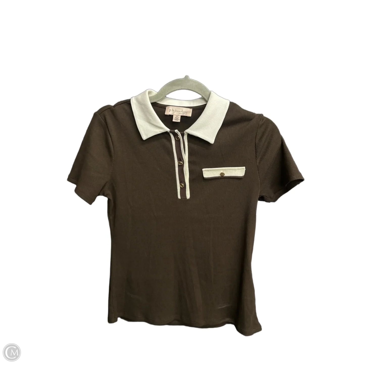 Top Short Sleeve By Philosophy In Brown, Size: S