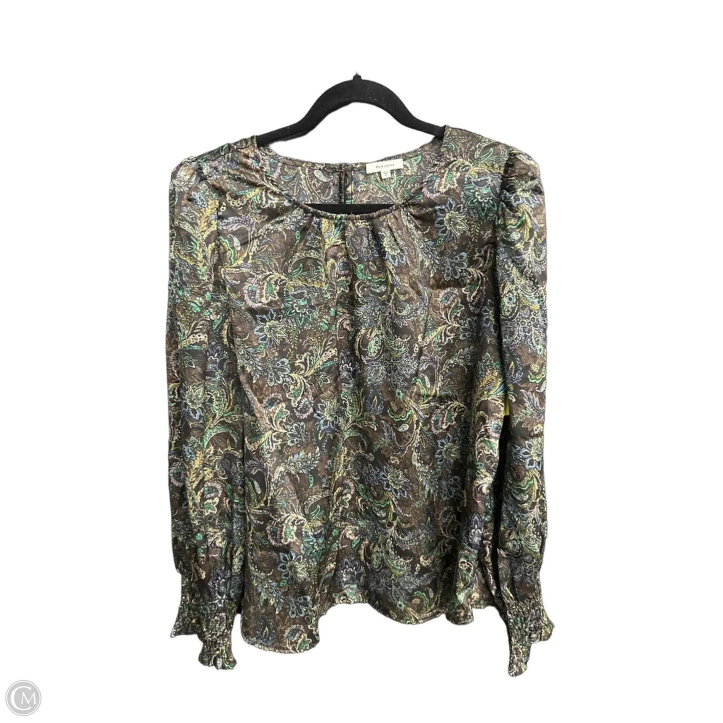 Top Long Sleeve By Pleione In Paisley Print, Size: Xl