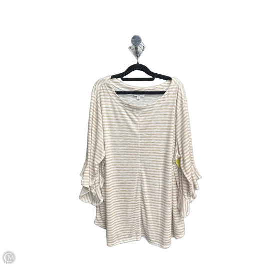 Top 3/4 Sleeve Basic By West Bound In Striped Pattern, Size: 3x