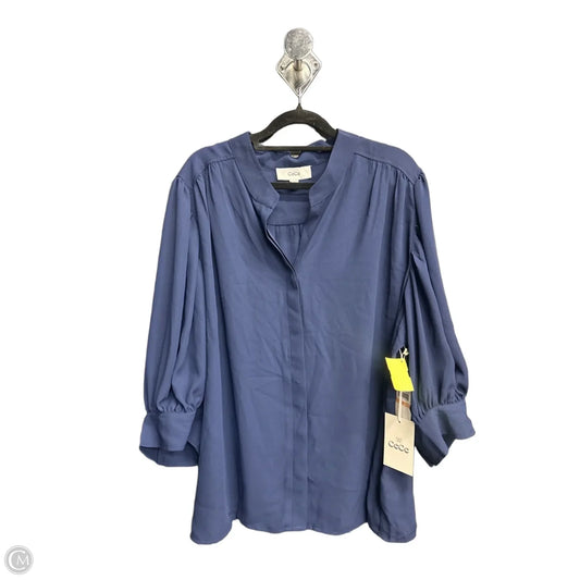 Top Short Sleeve By Cece In Navy, Size: 2x
