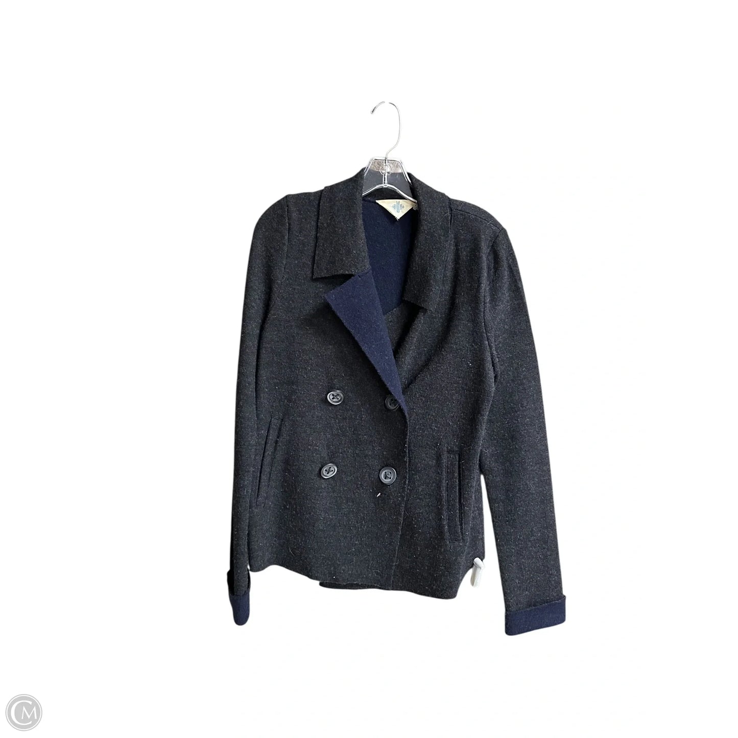 Jacket Fleece By Hwr In Blue & Grey, Size: M