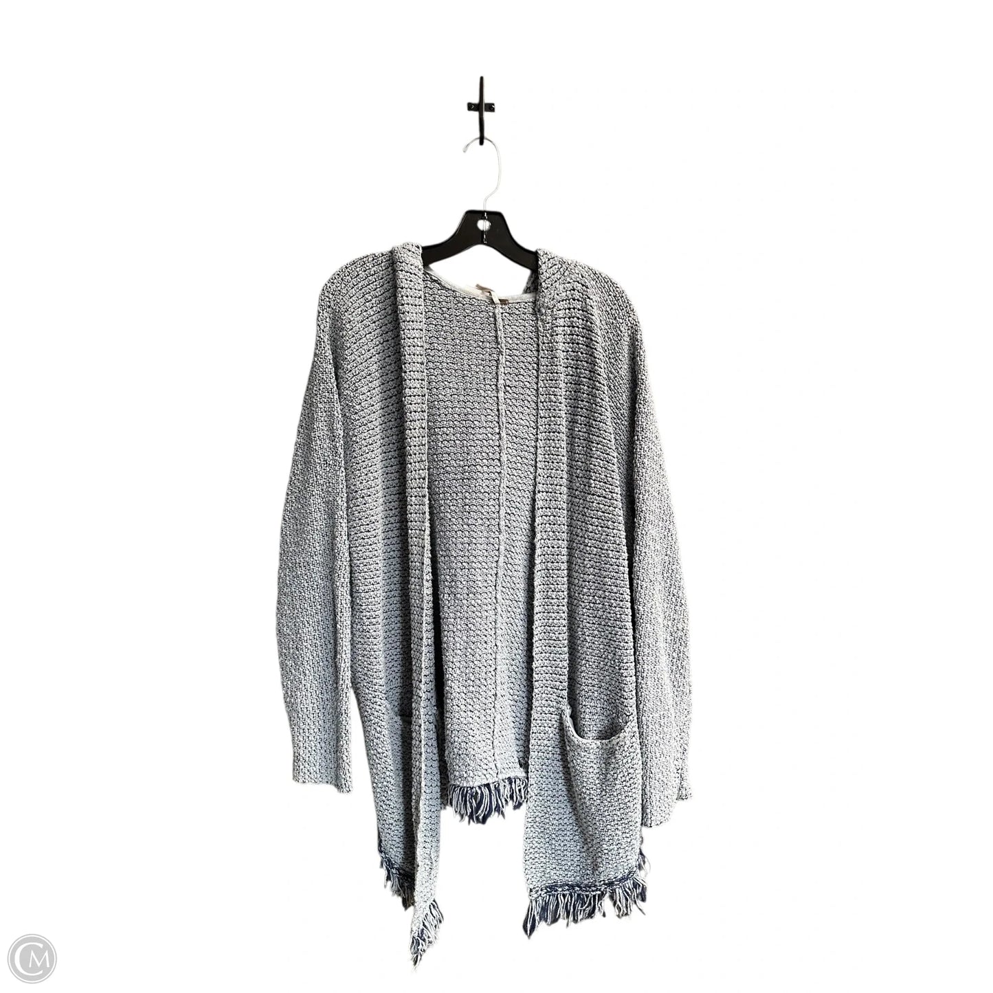 Sweater Cardigan By Free People In Blue & White, Size: L