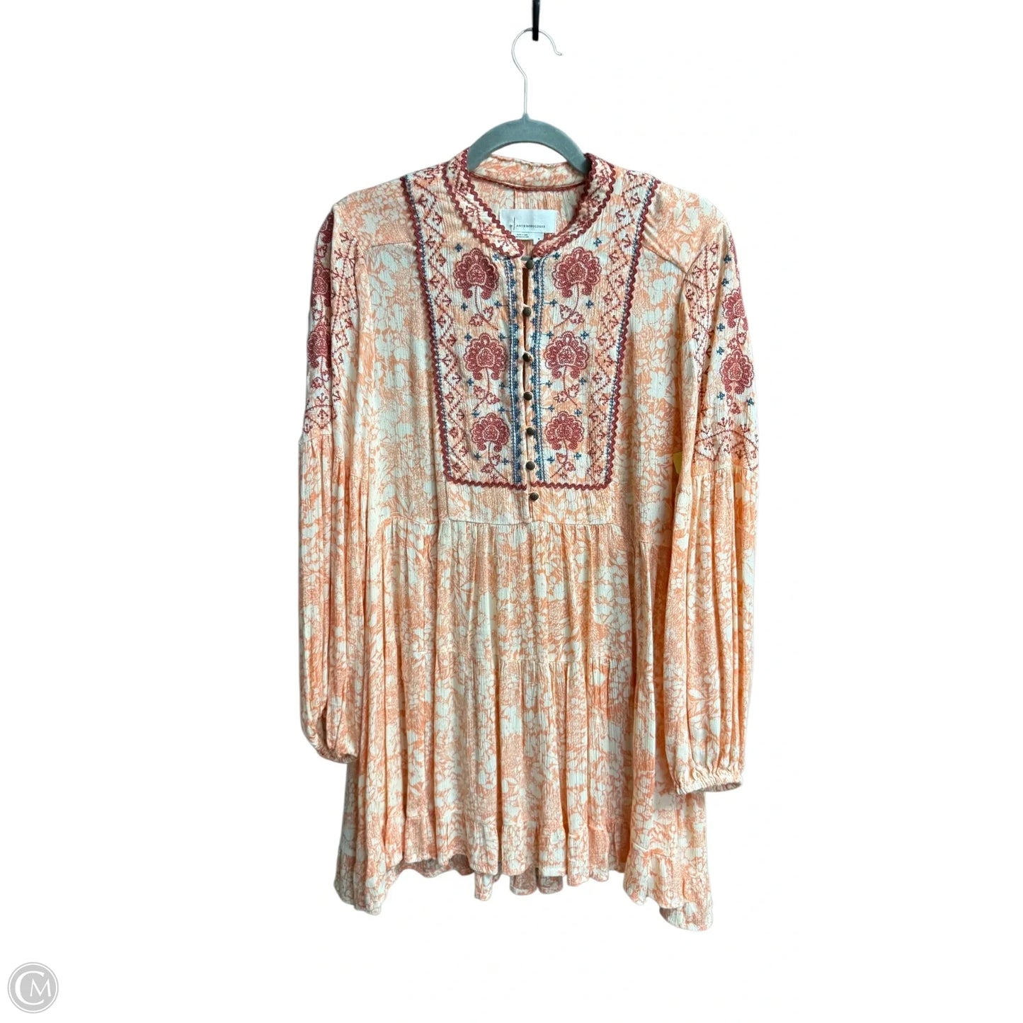 Tunic 3/4 Sleeve By Anthropologie In Orange, Size: M
