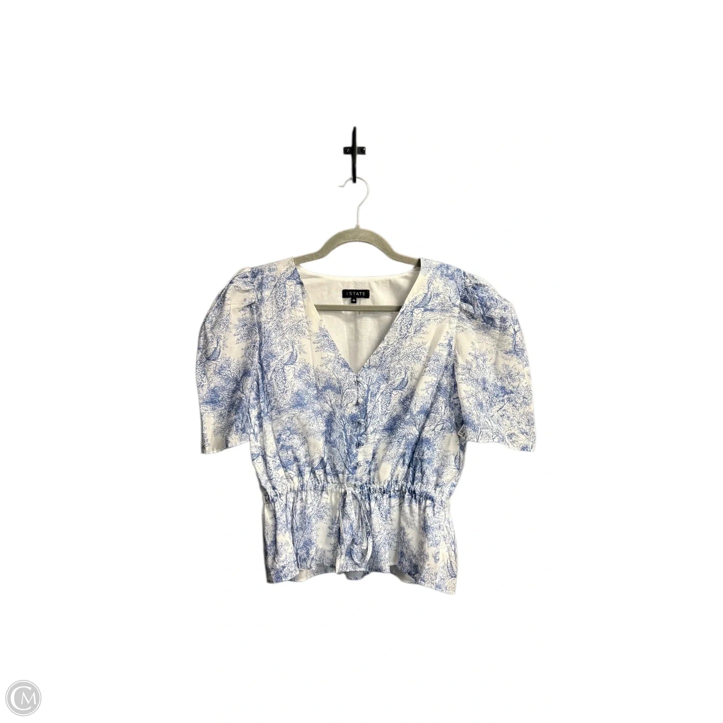 Top Short Sleeve By 1.state In Blue & White, Size: M