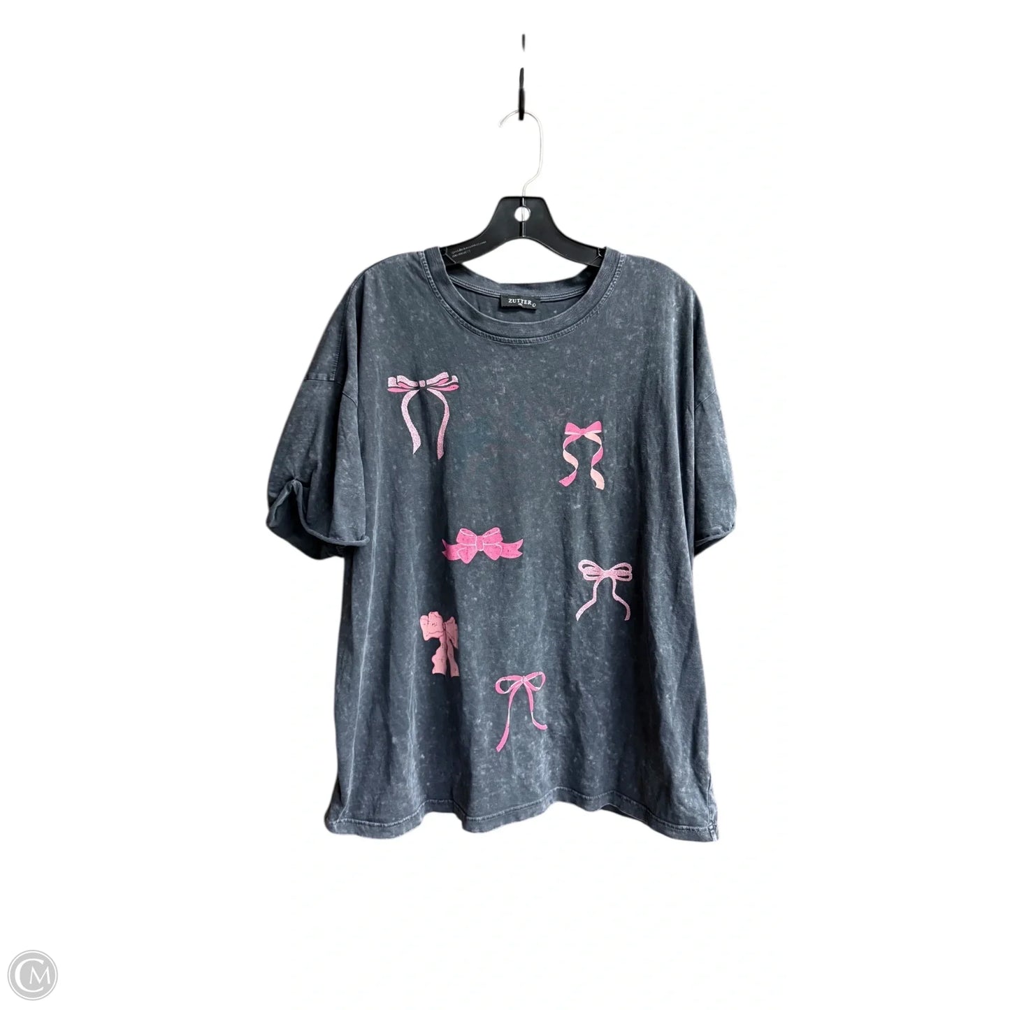 Top Short Sleeve By Zutter In Grey & Pink, Size: L