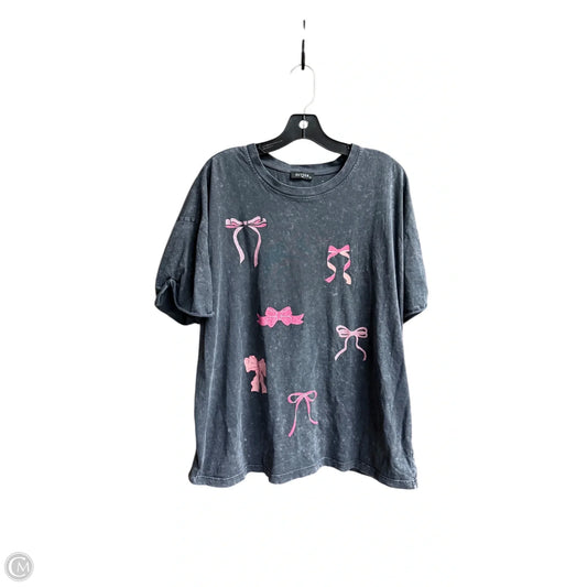 Top Short Sleeve By Zutter In Grey & Pink, Size: L