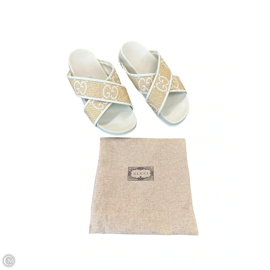 Sandals Luxury Designer By Gucci In Pink & Tan, Size: 8