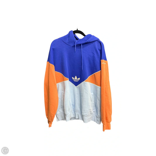 Sweatshirt Hoodie By Adidas In Blue & Brown, Size: Xl