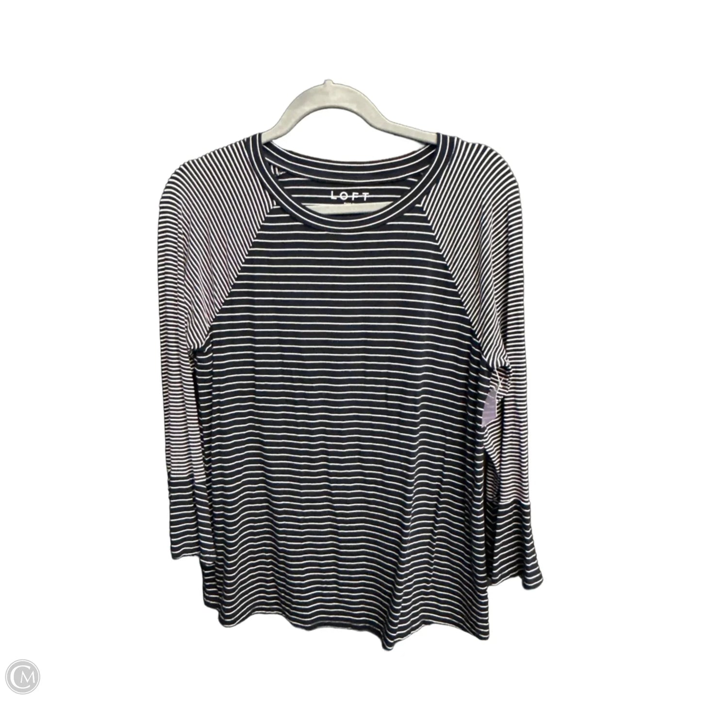 Top 3/4 Sleeve By Loft In Striped Pattern, Size: S