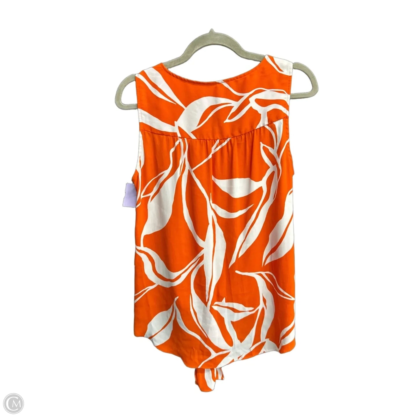 Top Sleeveless By Chicos In Orange & White, Size: M